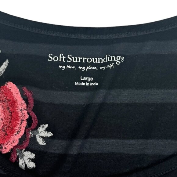 Soft Surroundings Striped Embroidered Tunic Top Women's Size Large - Picture 6 of 7